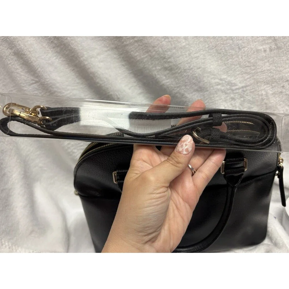 Kate Spade New York Black Leather Dome Satchel Shoulder Bag Purse Gold Tone EUC